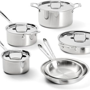 10-piece cookware set made entirely of stainless steel